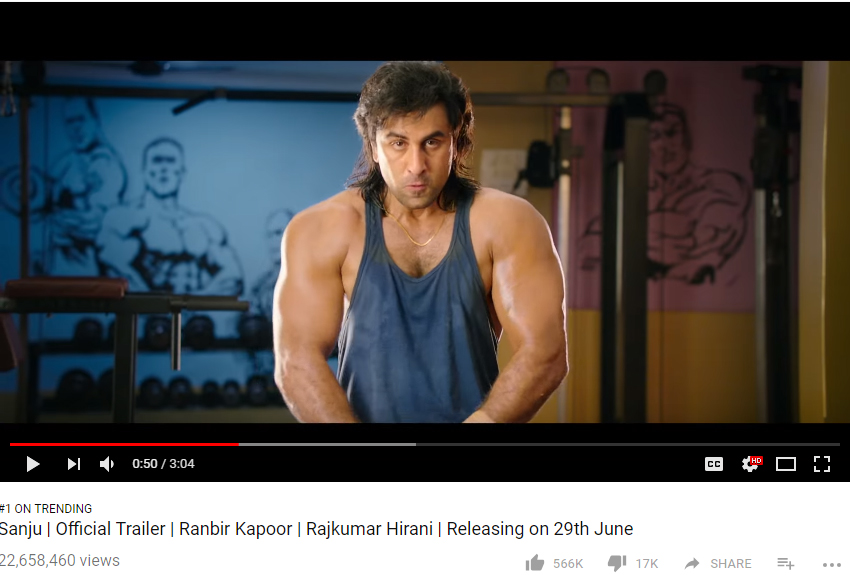 WATCH: RANBIR STARRER "SANJU" TRAILER TOPS THE TRENDING LIST